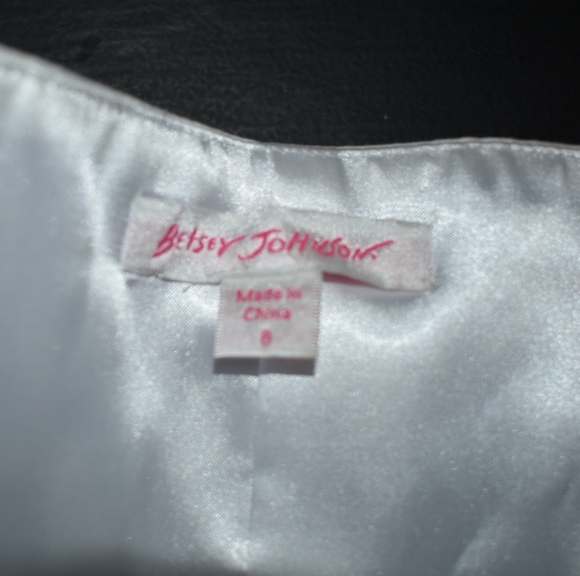 RARE Betsey Johnson Strapless Dress with Pink Floral Embroidery - Picture 2 of 9